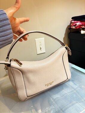 kate spade Pebbled Leather Shoulder Bag in Taupe Beige